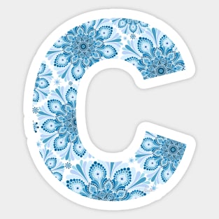 Mandala Letter Capital C Blue Sticker